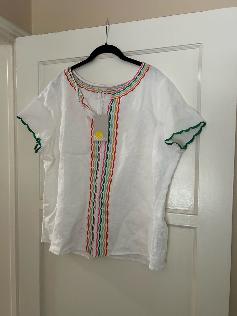 Boden linen embroidered top, 20/22 - Picture 2 of 3